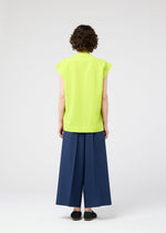 A model wears the 132 5. ISSEY MIYAKE FLAT TUCK T flat-tuck-t-shirt-black.