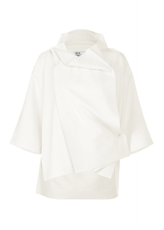 A product shot of the 132 5. ISSEY MIYAKE FLAT TUCK T shirt in white.