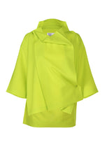 A product shot of the 132 5. ISSEY MIYAKE FLAT TUCK T shirt in yellow green.
