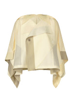 A product shot of the 132 5. ISSEY MIYAKE FOLD RAMIE PRINT shirt in off white (02).