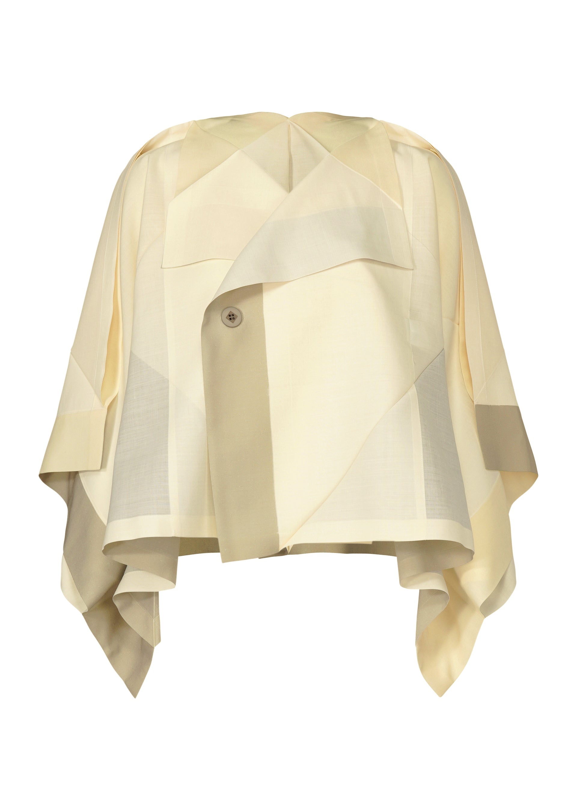 A product shot of the 132 5. ISSEY MIYAKE FOLD RAMIE PRINT shirt in off white (02).