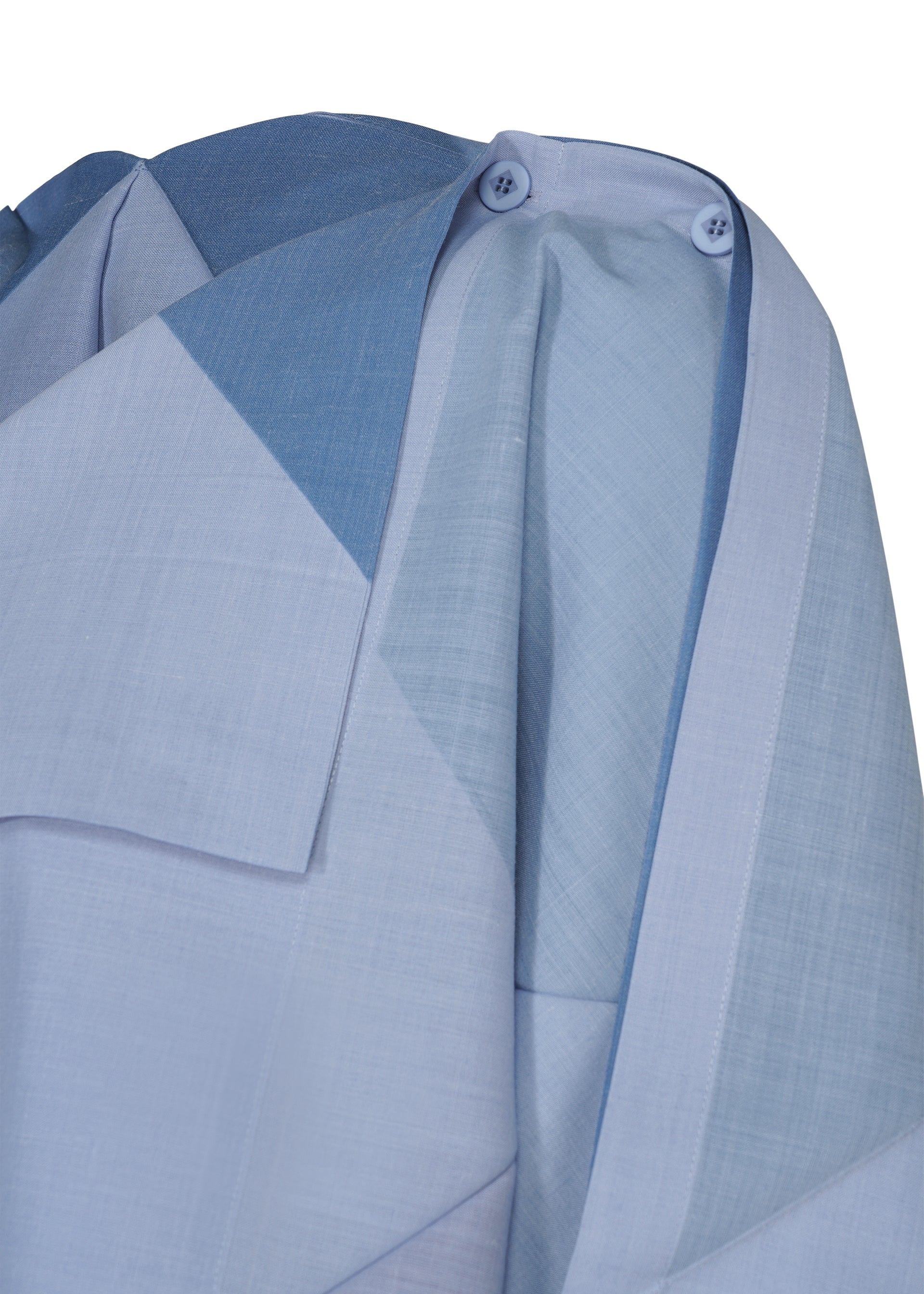 A detail shot of the 132 5. ISSEY MIYAKE FOLD RAMIE PRINT shirt.