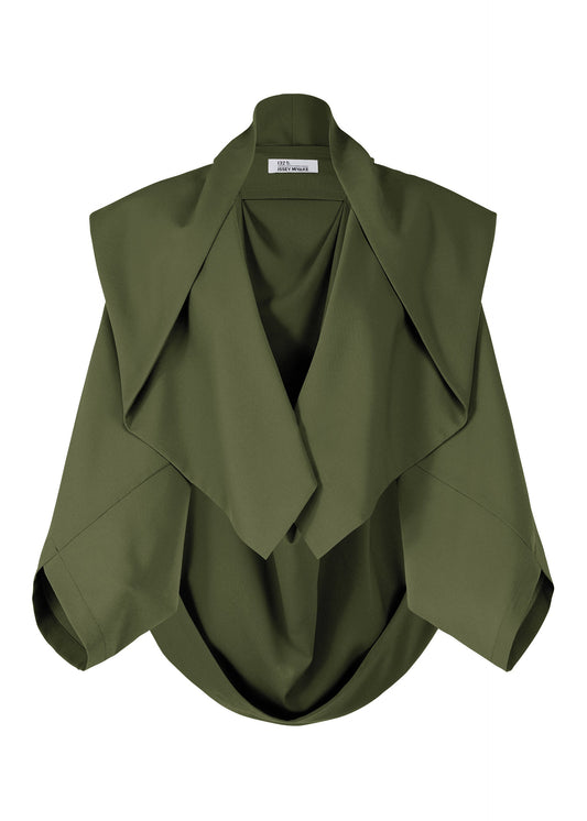 A product shot of the 132 5. ISSEY MIYAKE SEAMLESS cardigan in khaki (65).