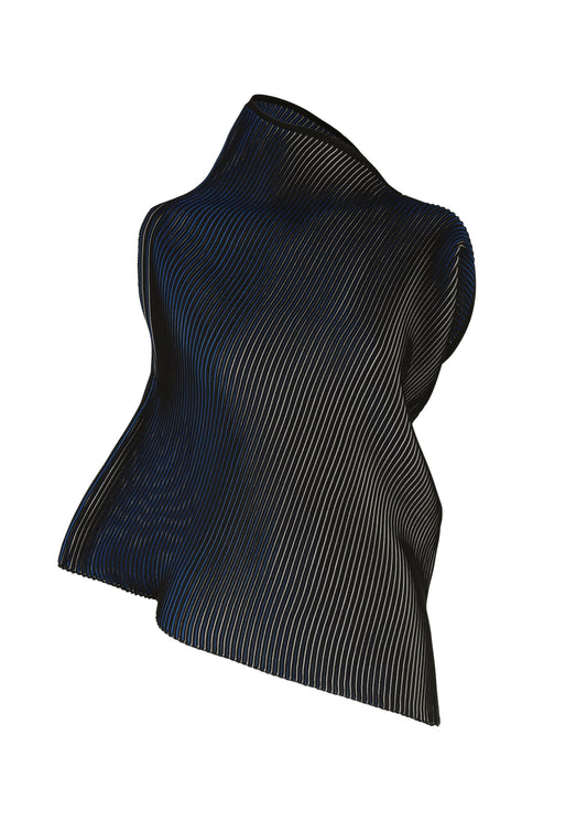 A product shot of the 132 5. ISSEY MIYAKE FACET KNIT top in black (15).