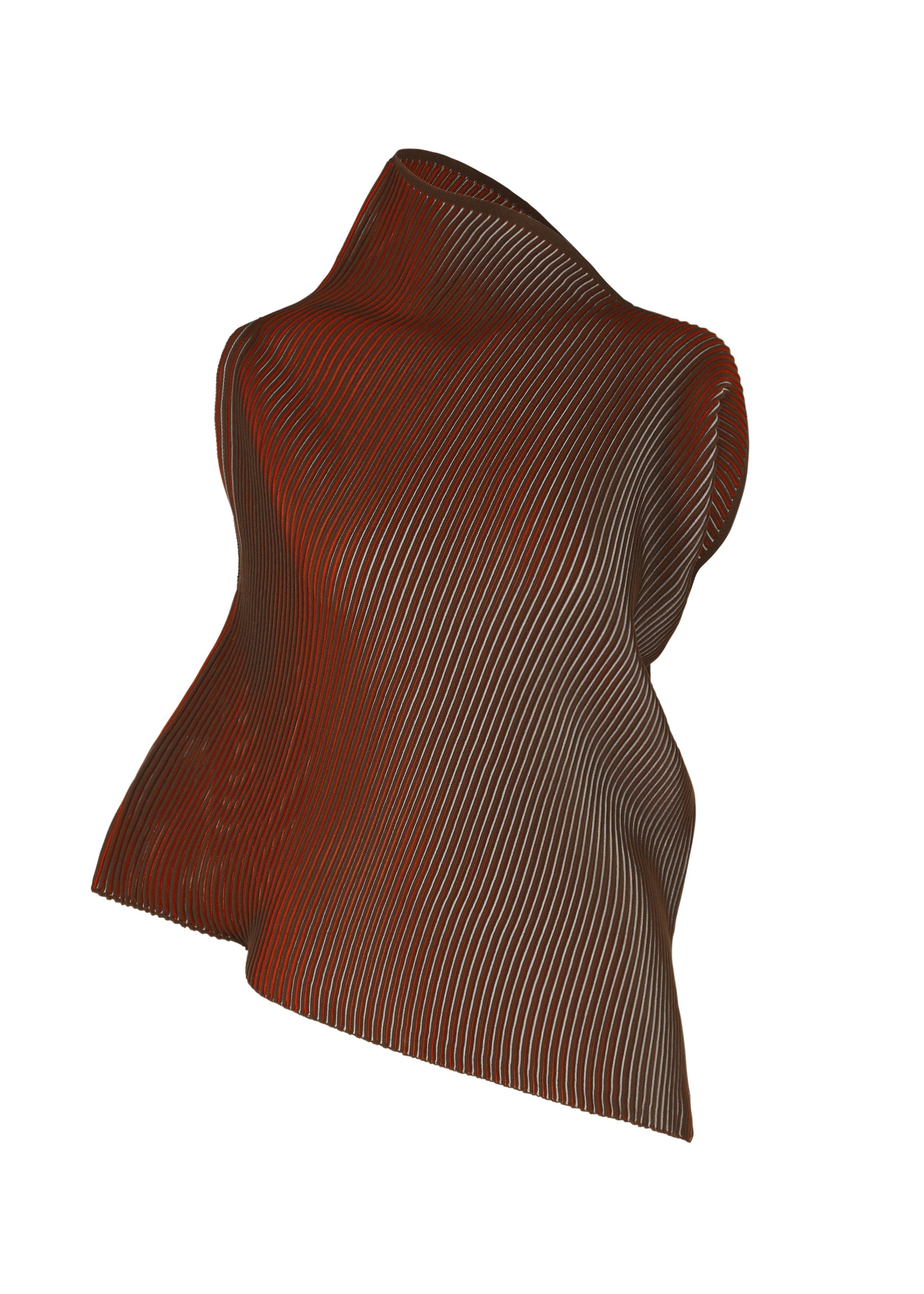 A product shot of the 132 5. ISSEY MIYAKE FACET KNIT top in brown (44).