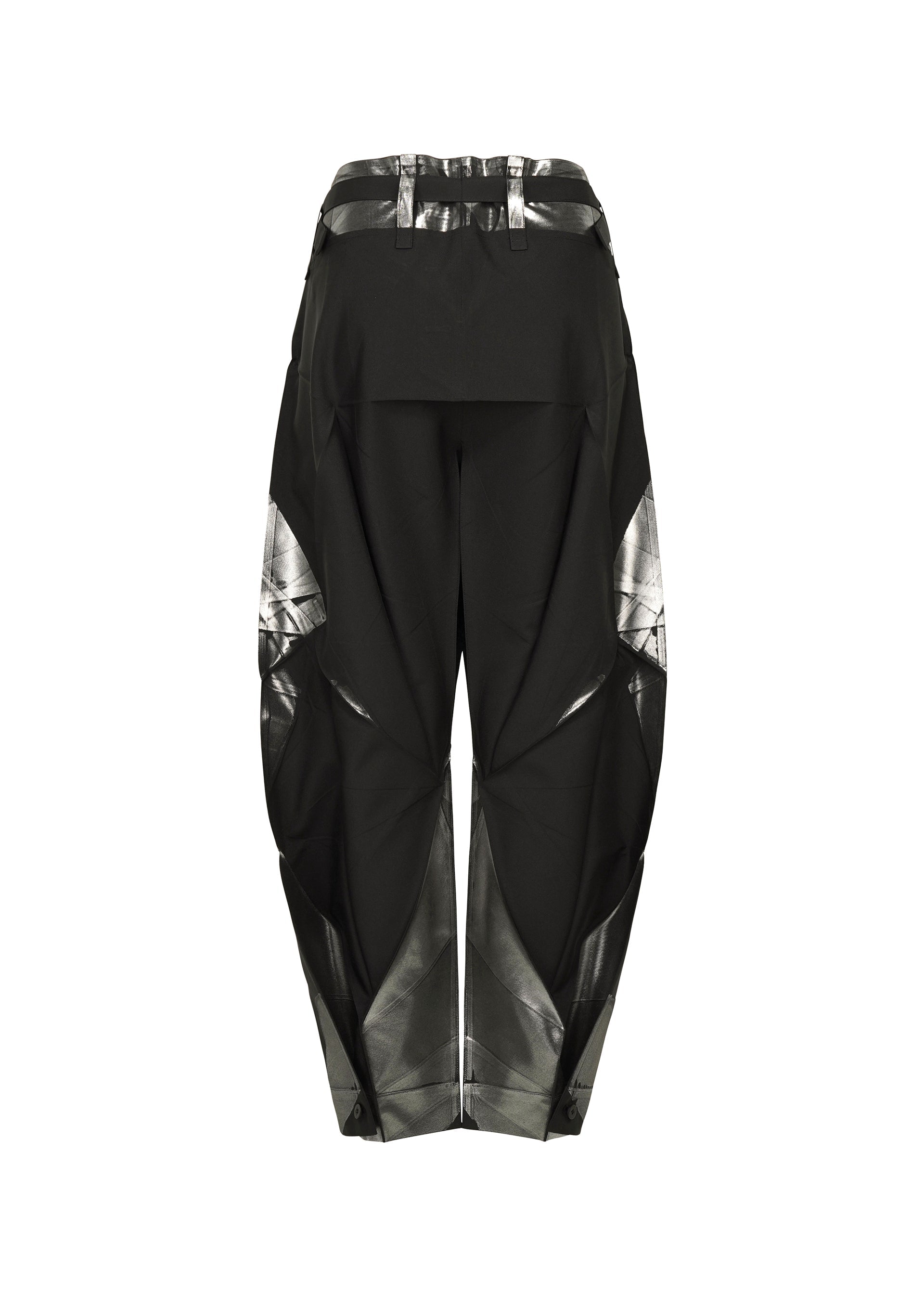 A detail shot of the 132 5. ISSEY MIYAKE F-BT trousers.