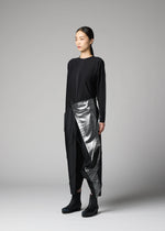 A model wears the 132 5. ISSEY MIYAKE F-BT f-bt-trousers-black-x-silver-1.