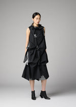 A model wears the 132 5. ISSEY MIYAKE No.1-1 no-1-1-dress-black-x-silver.