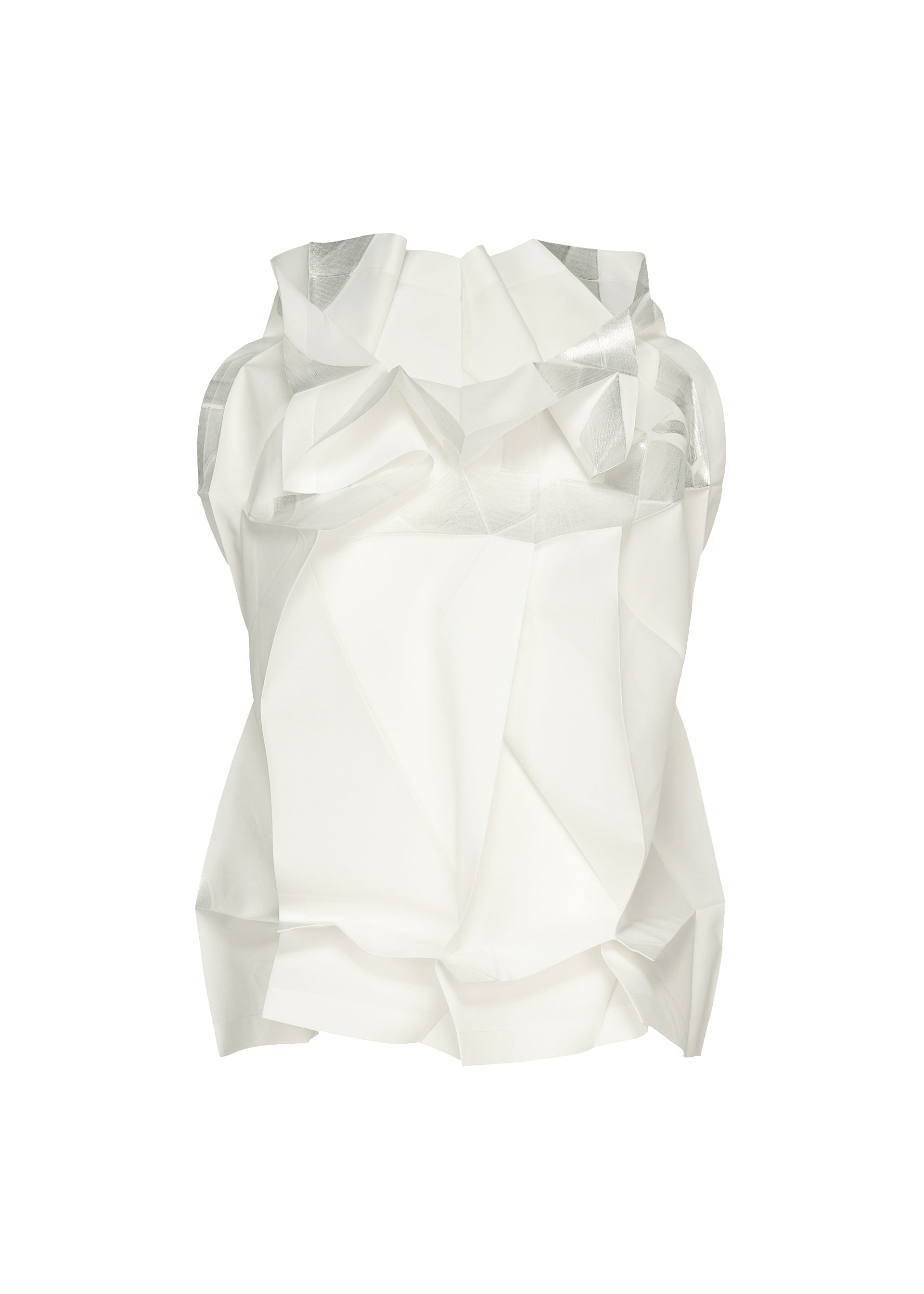 A product shot of the 132 5. ISSEY MIYAKE No.10-1 shirt in white×silver.