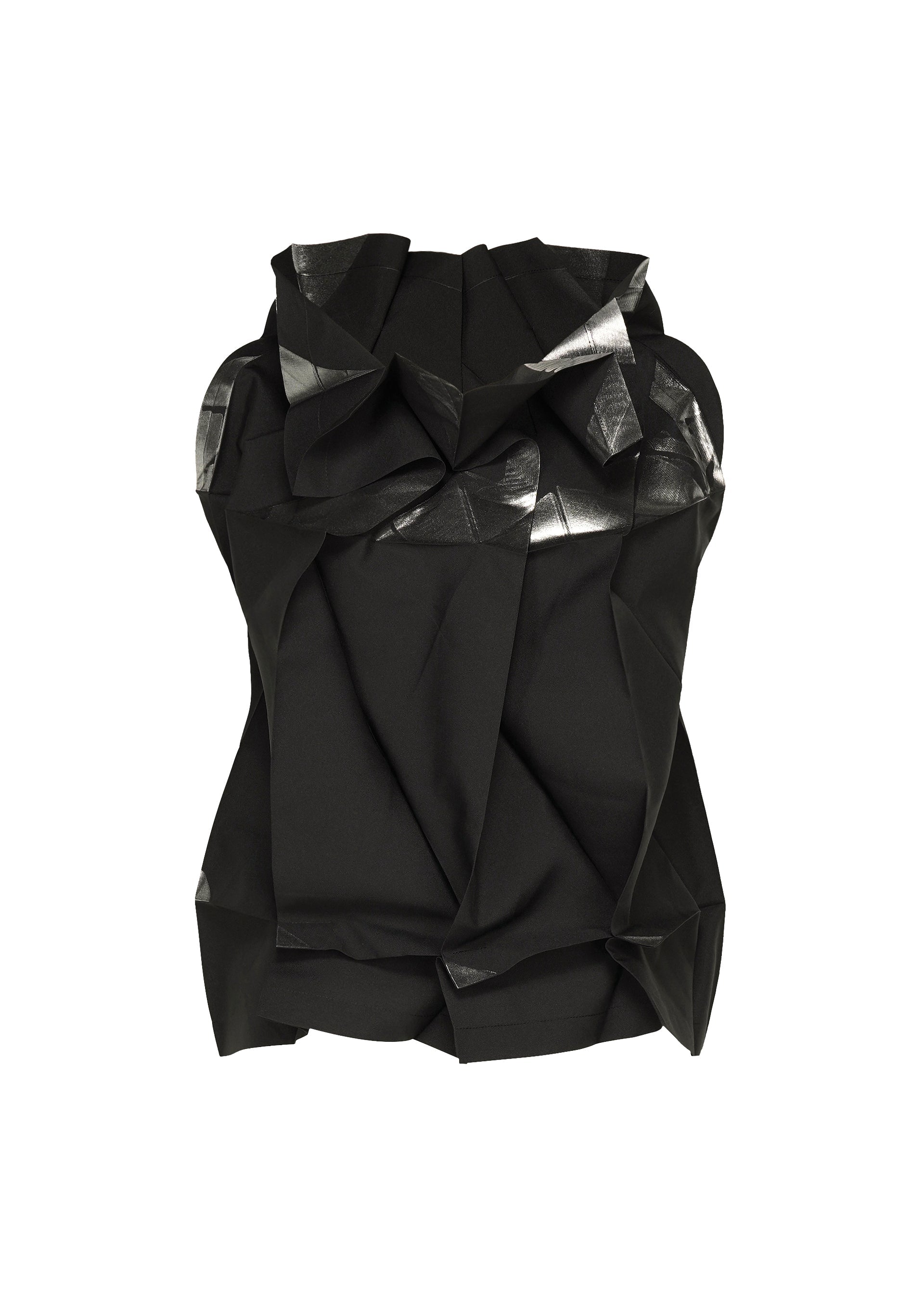 A product shot of the 132 5. ISSEY MIYAKE No.10-1 shirt in black×silver.