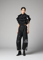 A model wears the 132 5. ISSEY MIYAKE No.10-2 no-10-2-top-black-x-silver.