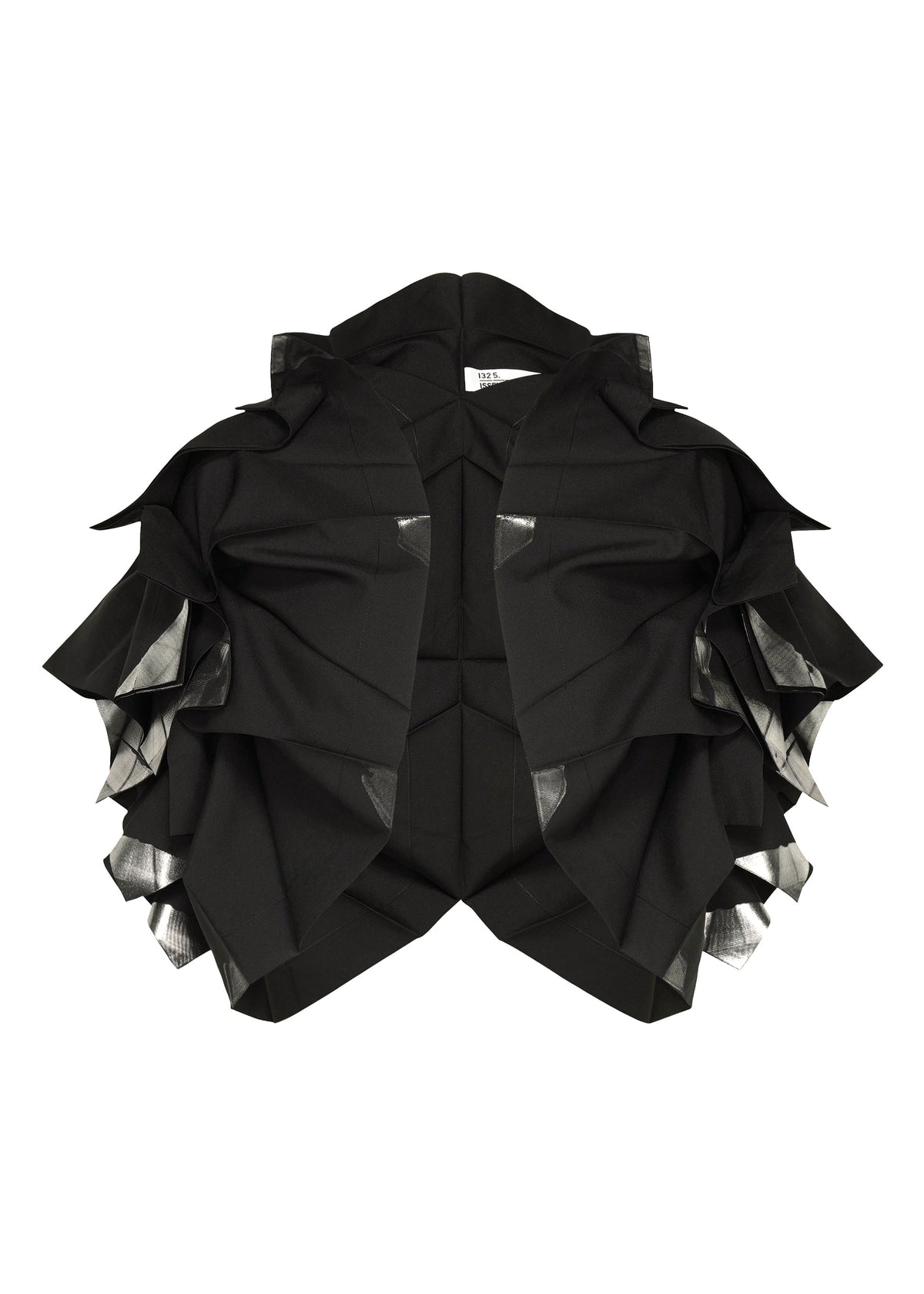 A product shot of the 132 5. ISSEY MIYAKE No.10-1 cardigan in black×silver.