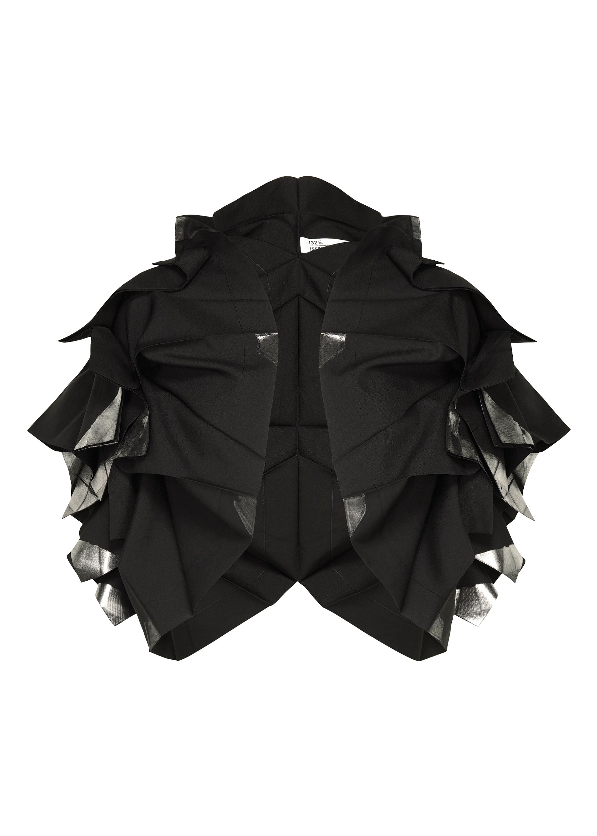 A product shot of the 132 5. ISSEY MIYAKE No.10-1 cardigan in black×silver.