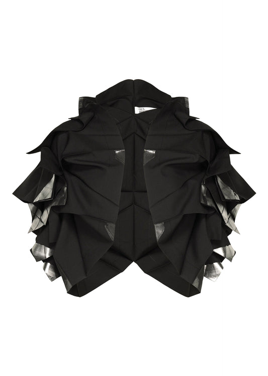 A product shot of the 132 5. ISSEY MIYAKE No.10-1 cardigan in black×silver.