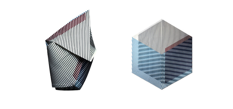 Centre: FACET Skirt in Black, shown in both three-dimensional form and folded flat, against a white background.