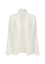 WOOLY PLEATS BK/WT-48 Cardigan White