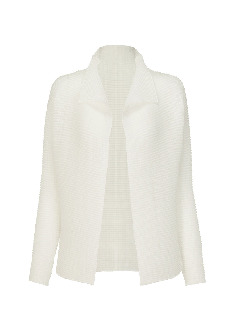 WOOLY PLEATS BK/WT-48 Cardigan White