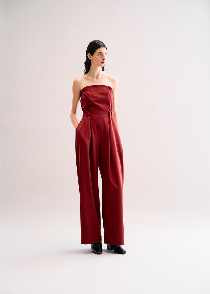 WOOL GABARDINE Jumpsuit Bordeaux