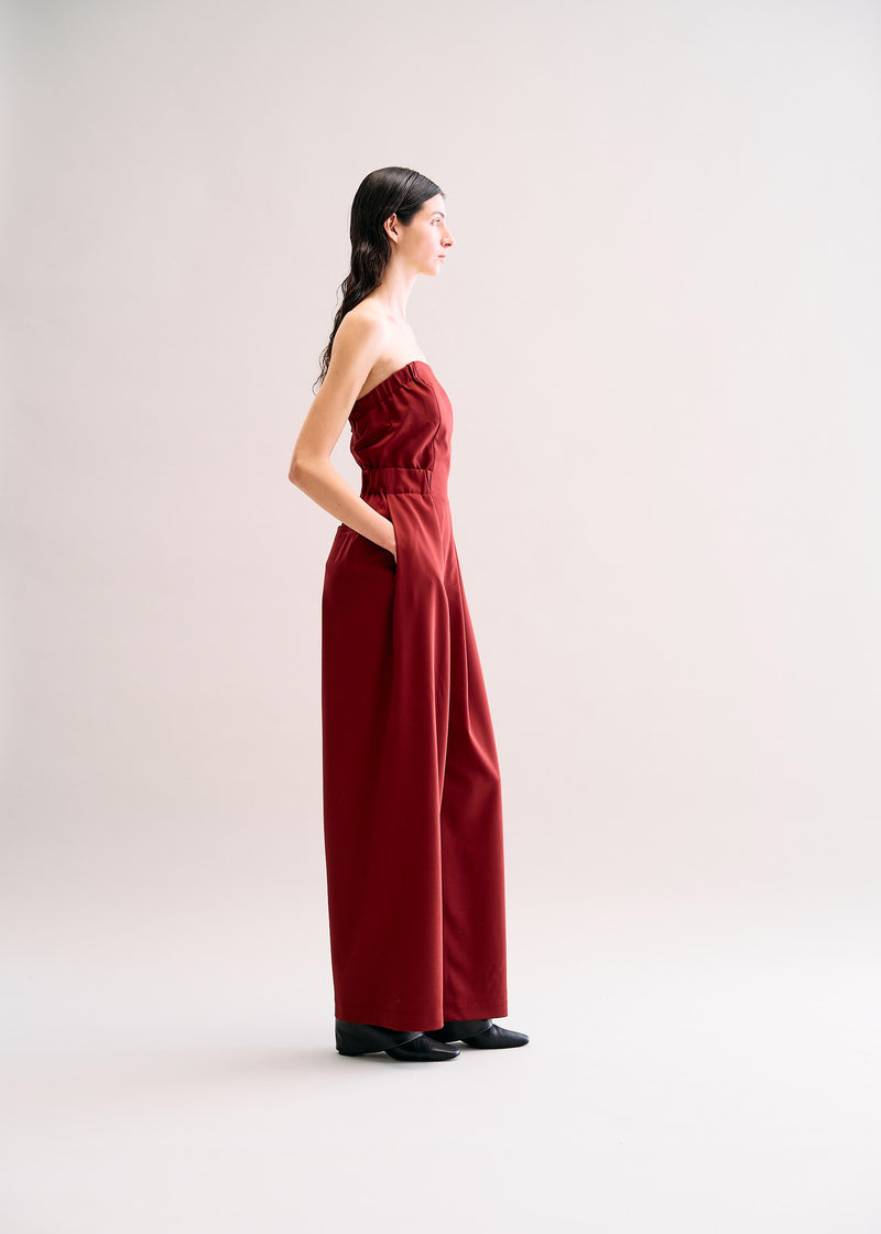 WOOL GABARDINE Jumpsuit Bordeaux