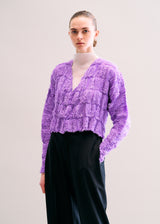 FUZZY PLEATS Cardigan Purple