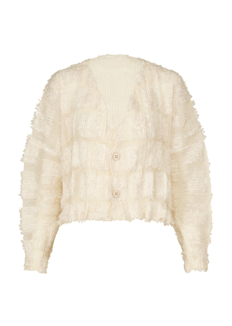 FUZZY PLEATS Cardigan Off White