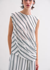 STRIPE DRAPE JERSEY Top White