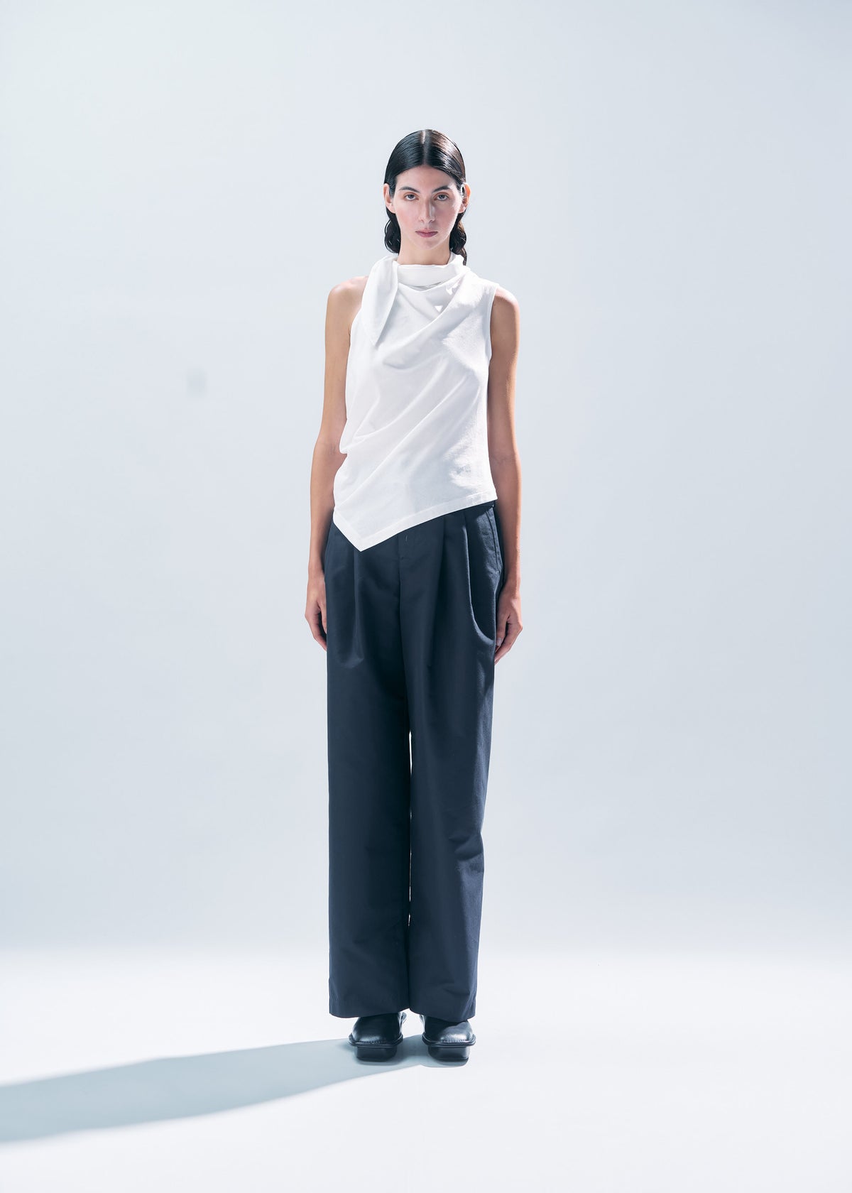 COTTON KNOT JERSEY Top White
