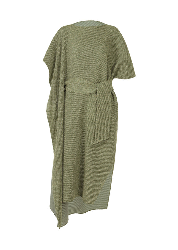 A product shot of the ISSEY MIYAKE WARM PLEATS vest in khaki-hued (67).