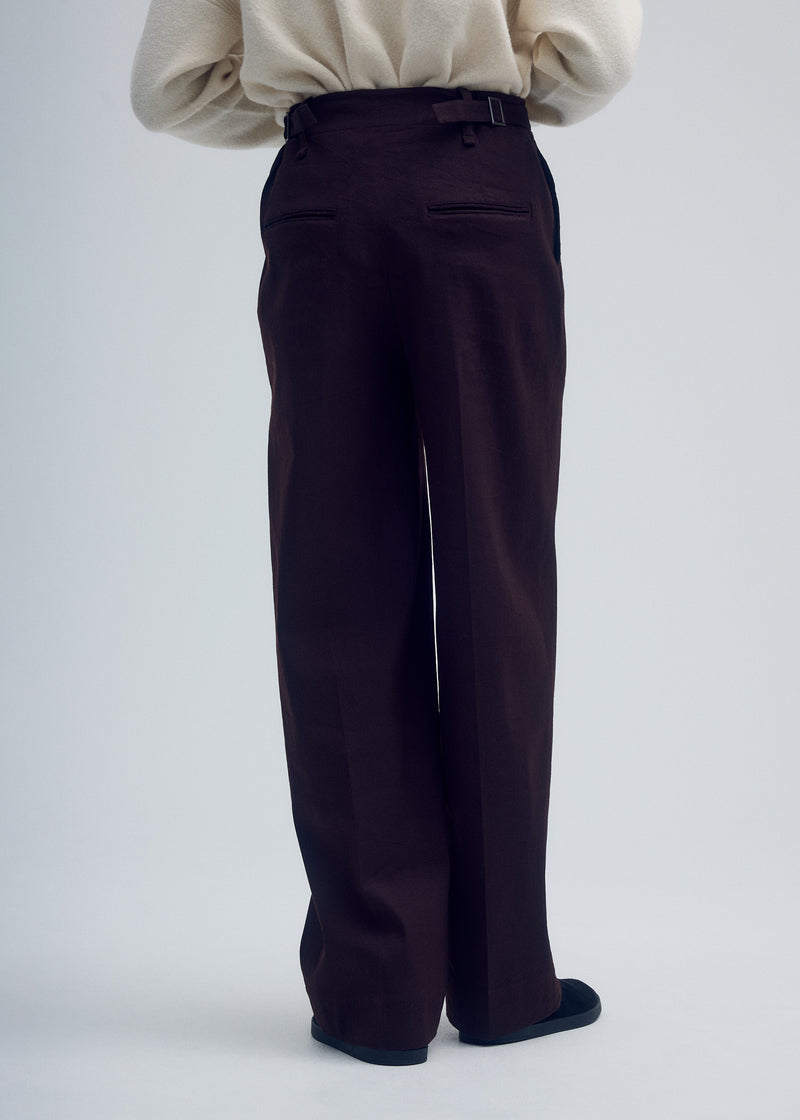 WASHI WOOL STRETCH U Trousers Boneset Bordeaux