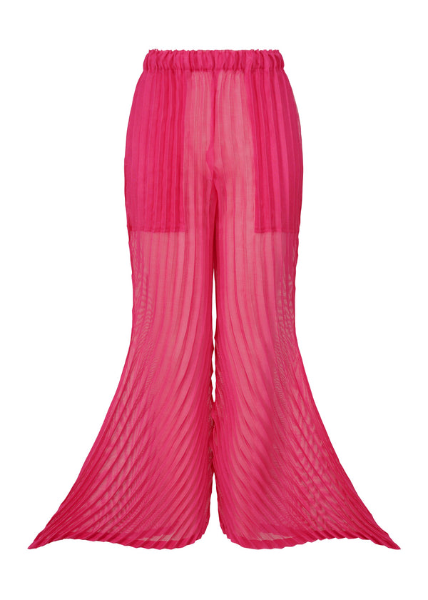 A product shot of the ISSEY MIYAKE WANDER trousers in day pink (28).