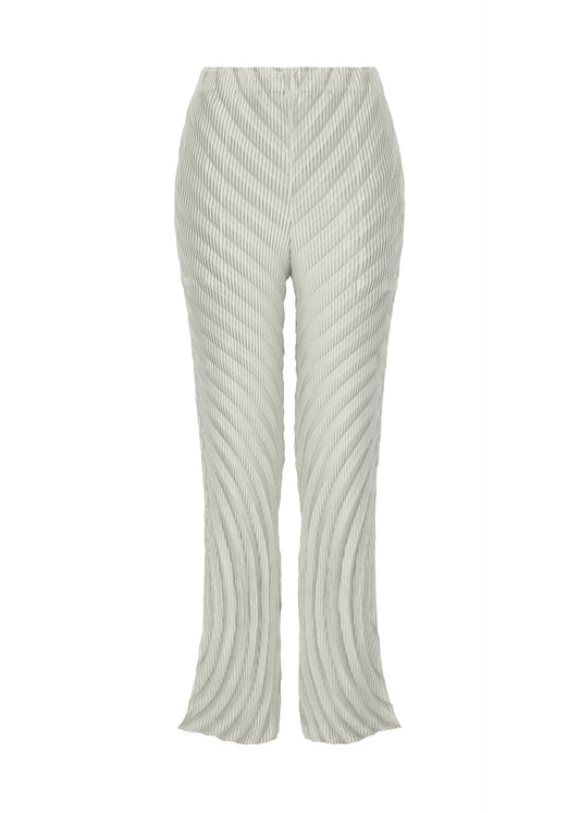 A product shot of the ISSEY MIYAKE NUANCE PLEATS SOLID trousers in dew grey (18).