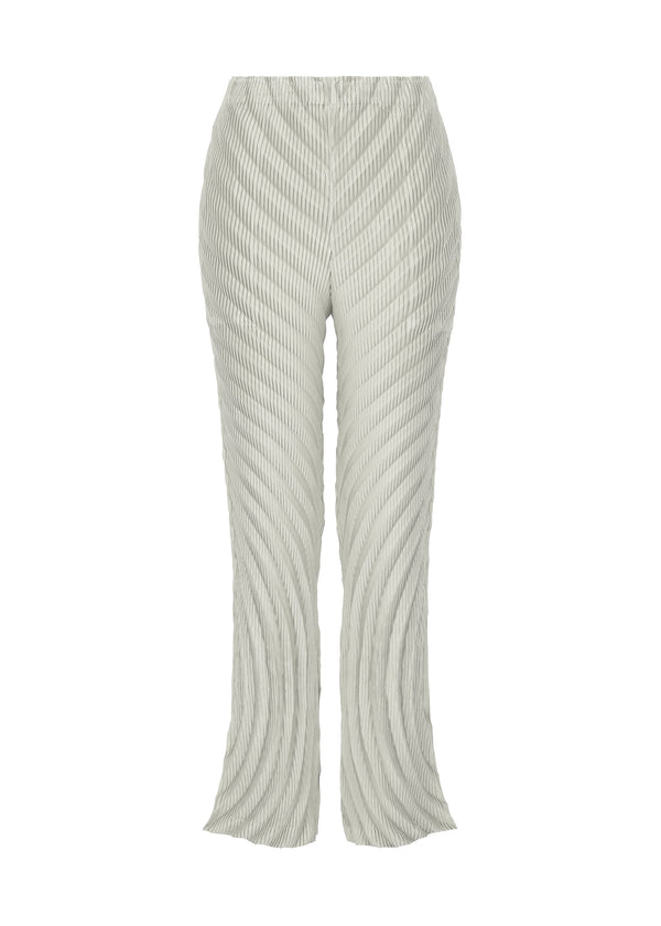 A product shot of the ISSEY MIYAKE NUANCE PLEATS SOLID trousers in dew grey (18).