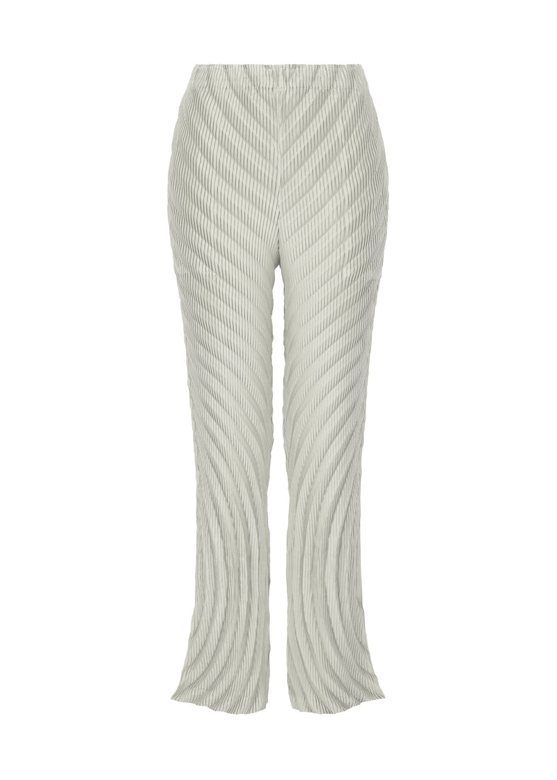 A product shot of the ISSEY MIYAKE NUANCE PLEATS SOLID trousers in dew grey (18).