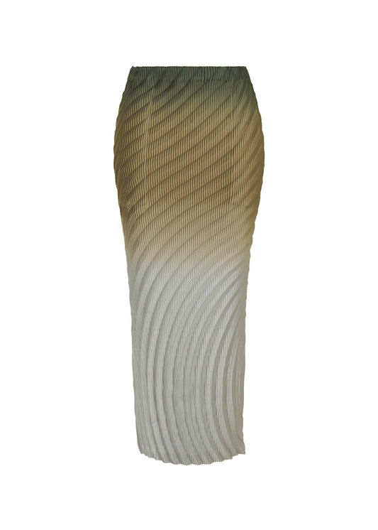 A product shot of the ISSEY MIYAKE NUANCE PLEATS skirt in before midnight (95).