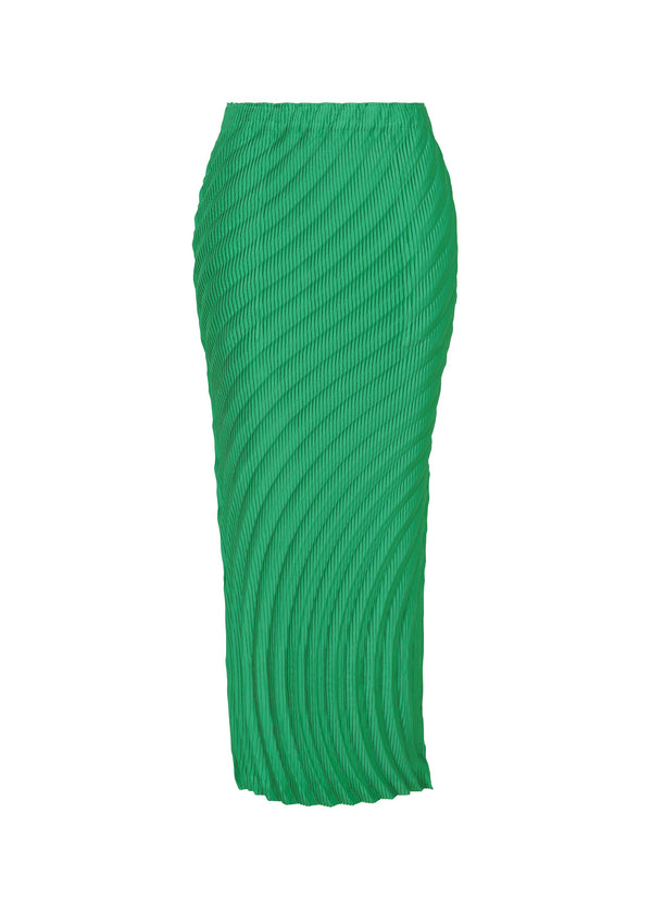 A product shot of the ISSEY MIYAKE NUANCE PLEATS SOLID skirt in winter green (64).