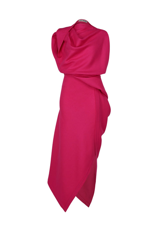 A product shot of the ISSEY MIYAKE ENTWINE dress in day pink (28).