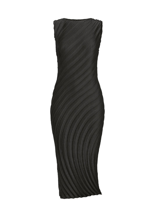 NUANCE PLEATS SOLID Dress Black