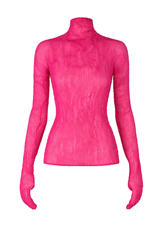 A product shot of the ISSEY MIYAKE CHIFFON TWIST 3 top in day pink (28).