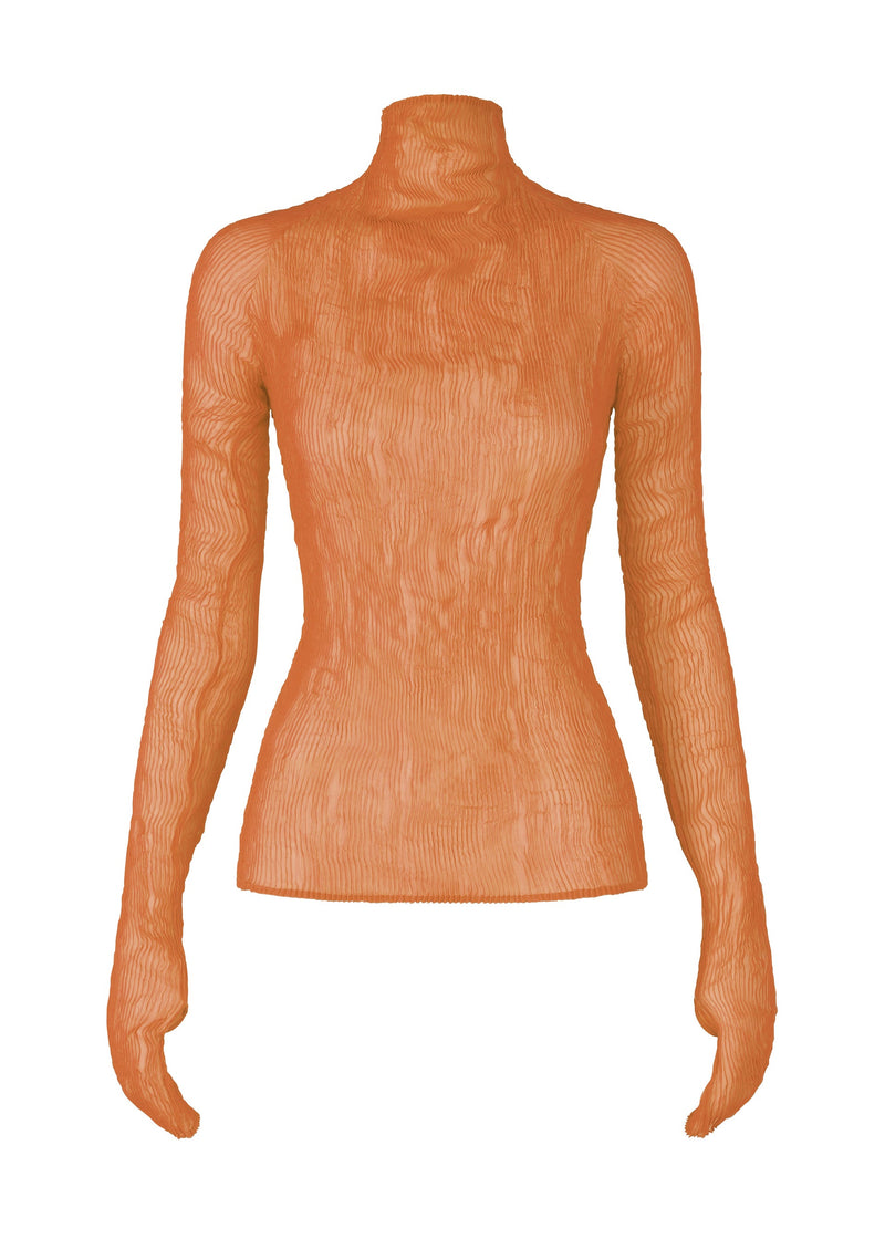 A product shot of the ISSEY MIYAKE CHIFFON TWIST 3 top in new winter brown (42).