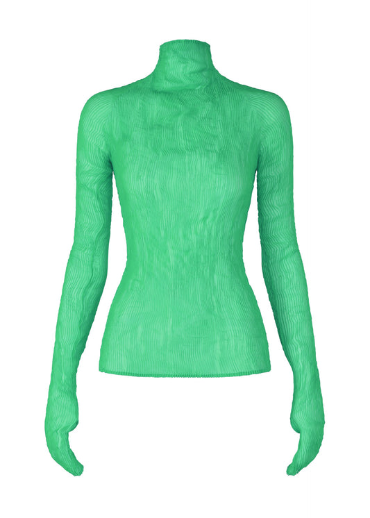 A product shot of the ISSEY MIYAKE CHIFFON TWIST 3 top in winter green (64).