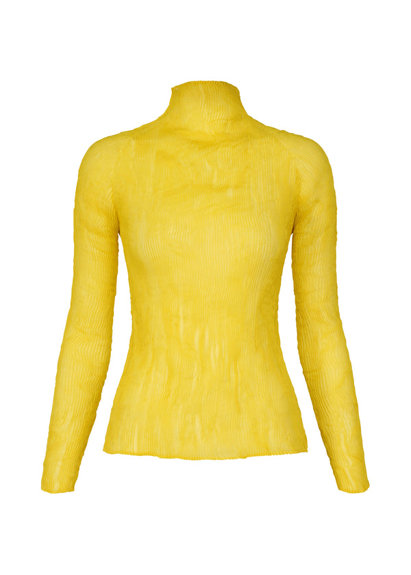 A product shot of the ISSEY MIYAKE  CHIFFON TWIST 1 top in patrinia yellow (58)