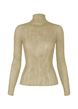 A product shot of the ISSEY MIYAKE CHIFFON TWIST 3 top in kudzu khaki (60).