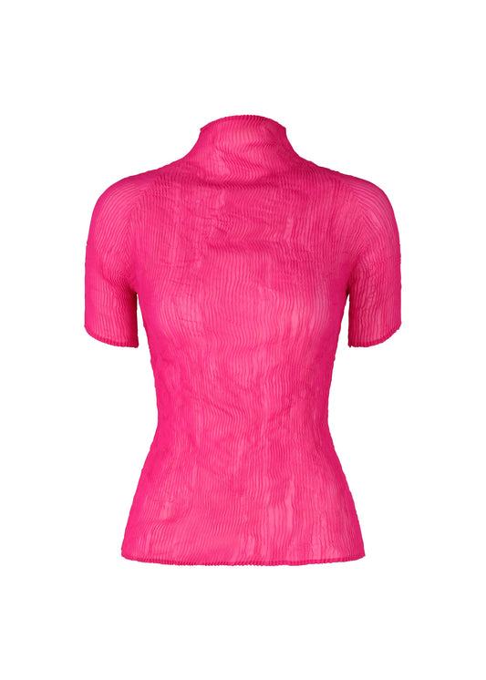 A product shot of the ISSEY MIYAKE CHIFFON TWIST 3 top in day pink (28).