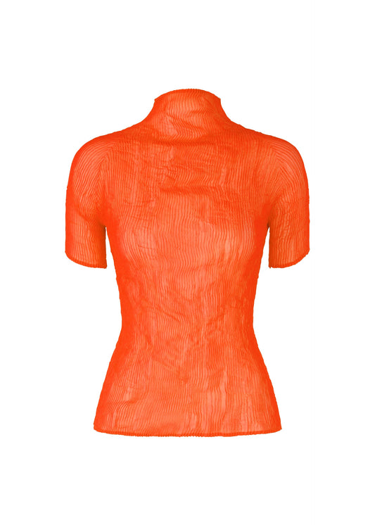 A product shot of the ISSEY MIYAKE CHIFFON TWIST 3 top in maple orange (38).