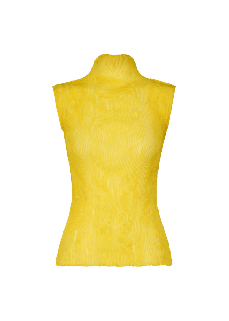 A product shot of the ISSEY MIYAKE  CHIFFON TWIST 1 top in patrinia yellow (58)