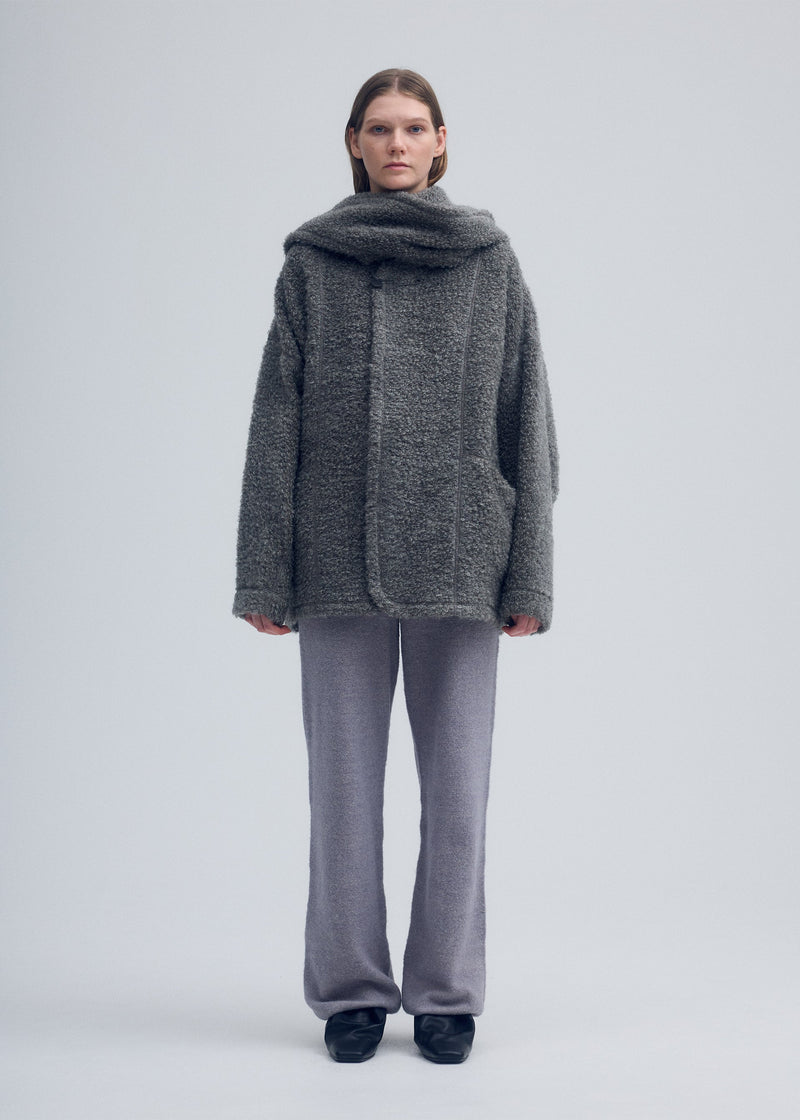 RAW WOOL LOOP YARN Coat Charcoal