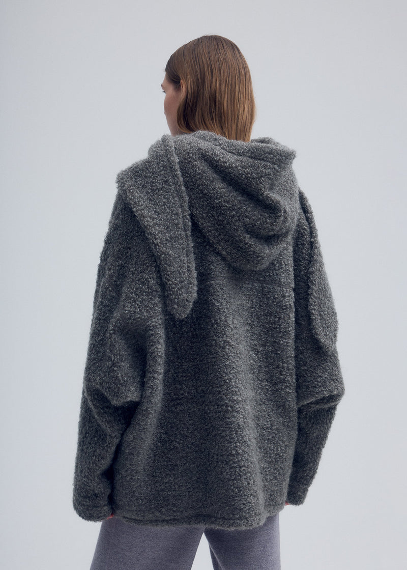 RAW WOOL LOOP YARN Coat Charcoal