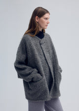 RAW WOOL LOOP YARN Coat Charcoal