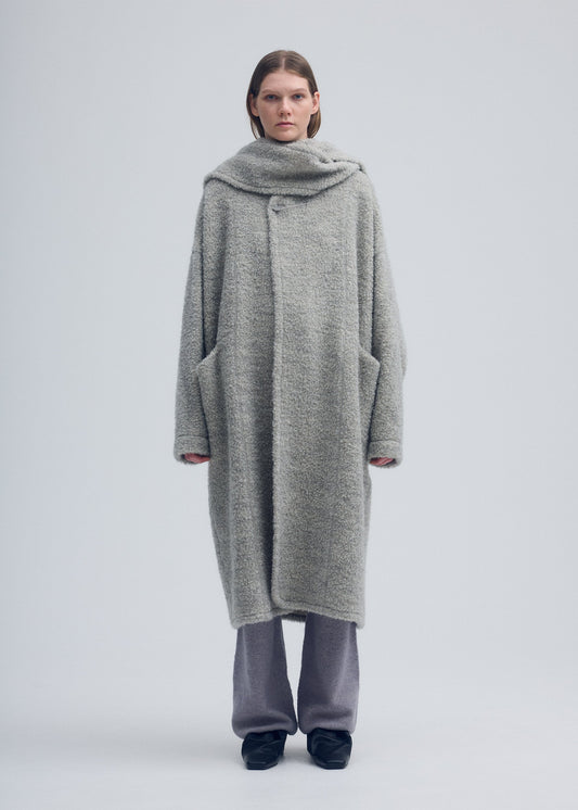 RAW WOOL LOOP YARN Coat Light Grey