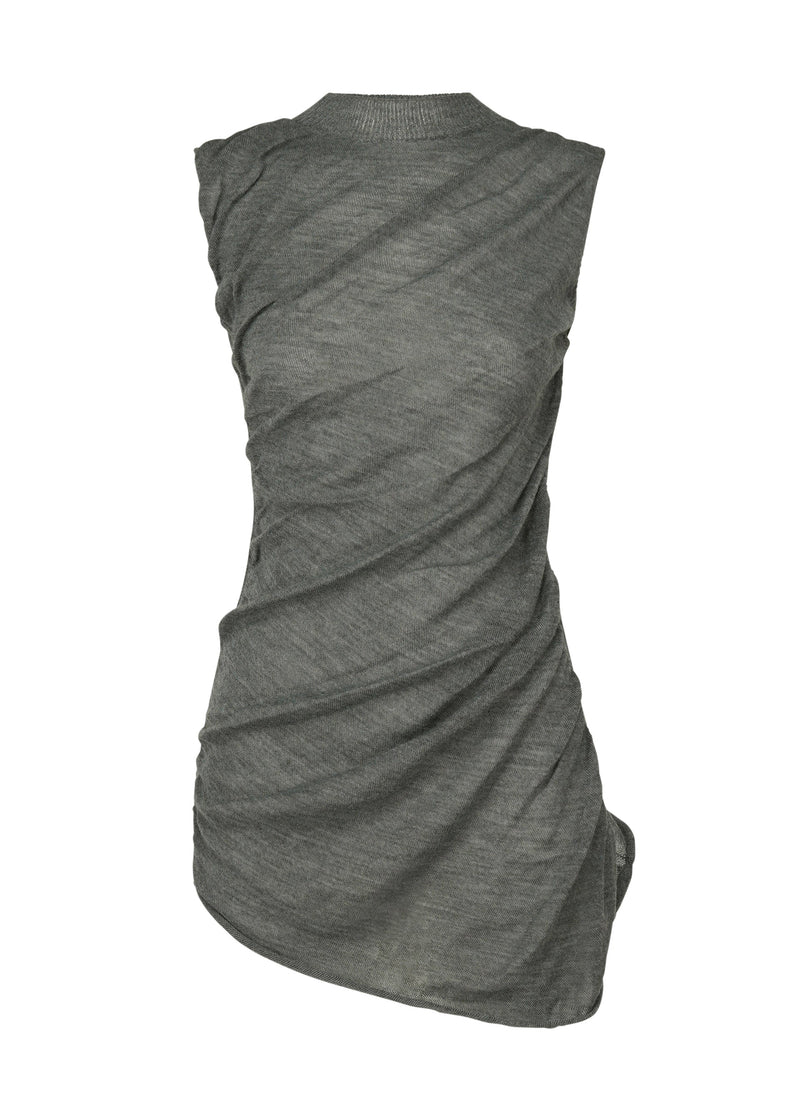 A product shot of the ISSEY MIYAKE AMBIGUOUS WOOL top in dew grey (18).